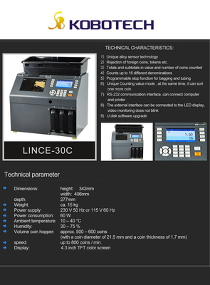 Kobotech LINCE-30C 3 Channels Value Coin Sorter Counter counting sorting machine(ECB 100%)