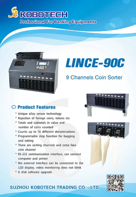 Kobotech LINCE-90C 9 Channels Value Coin Sorter Counter counting sorting machine(ECB 100%)