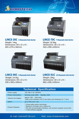 Kobotech LINCE-90C 9 Channels Value Coin Sorter Counter counting sorting machine(ECB 100%)